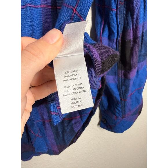 Rails Womens Blue Purple Plaid Button Up Flannel Sz M Soft Grunge - Picture 7 of 9